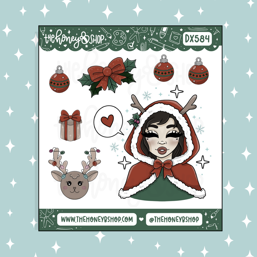Reindeer Babe Deco Doodle Sticker | November Patreon | Choose your Skin Tone!