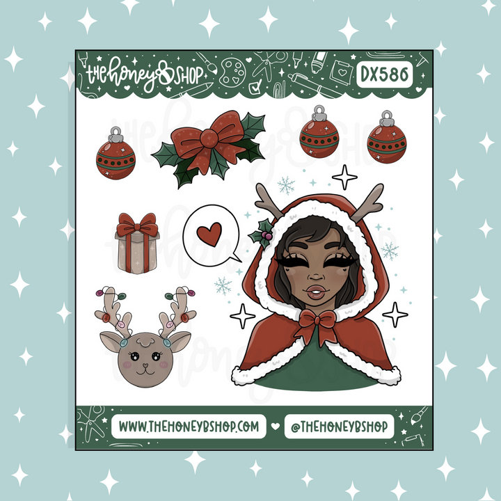 Reindeer Babe Deco Doodle Sticker | November Patreon | Choose your Skin Tone!
