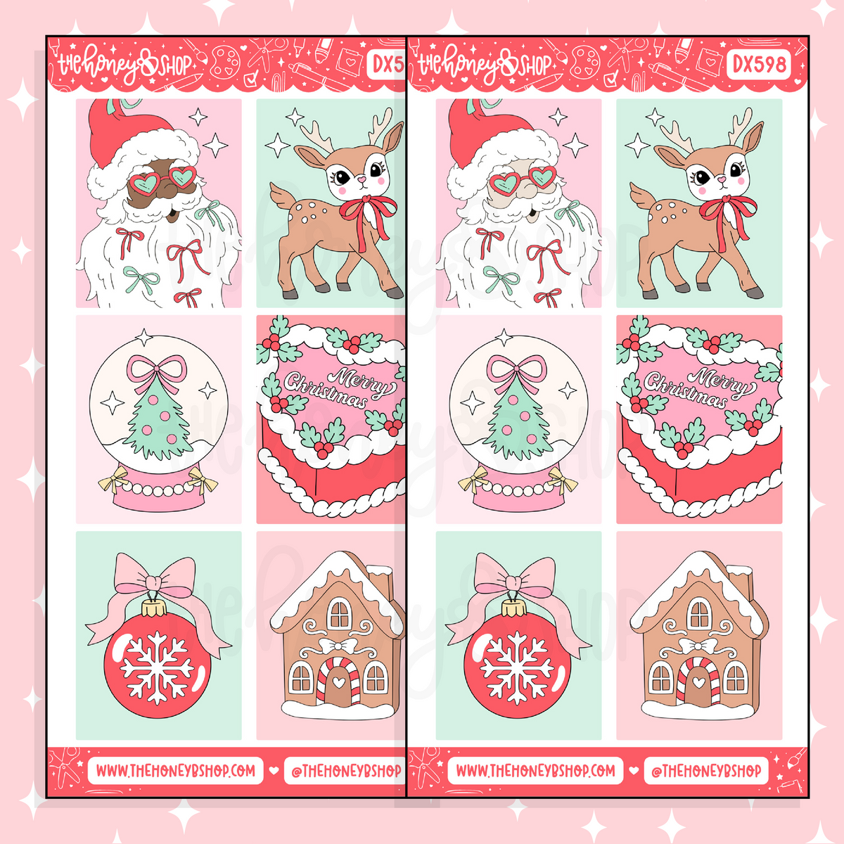 Preppy Christmas Full Boxes Doodle Sticker | Choose Your Skin Tone!