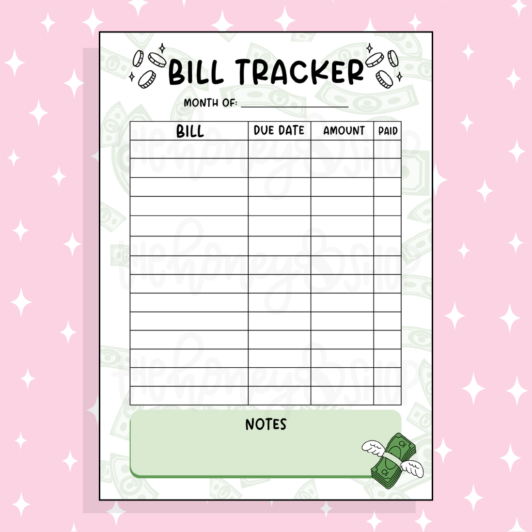 Etiqueta engomada de página completa de Bill Tracker Bee-6 | B6 Tamaño 5x7 | ¡Elija su opción de color!