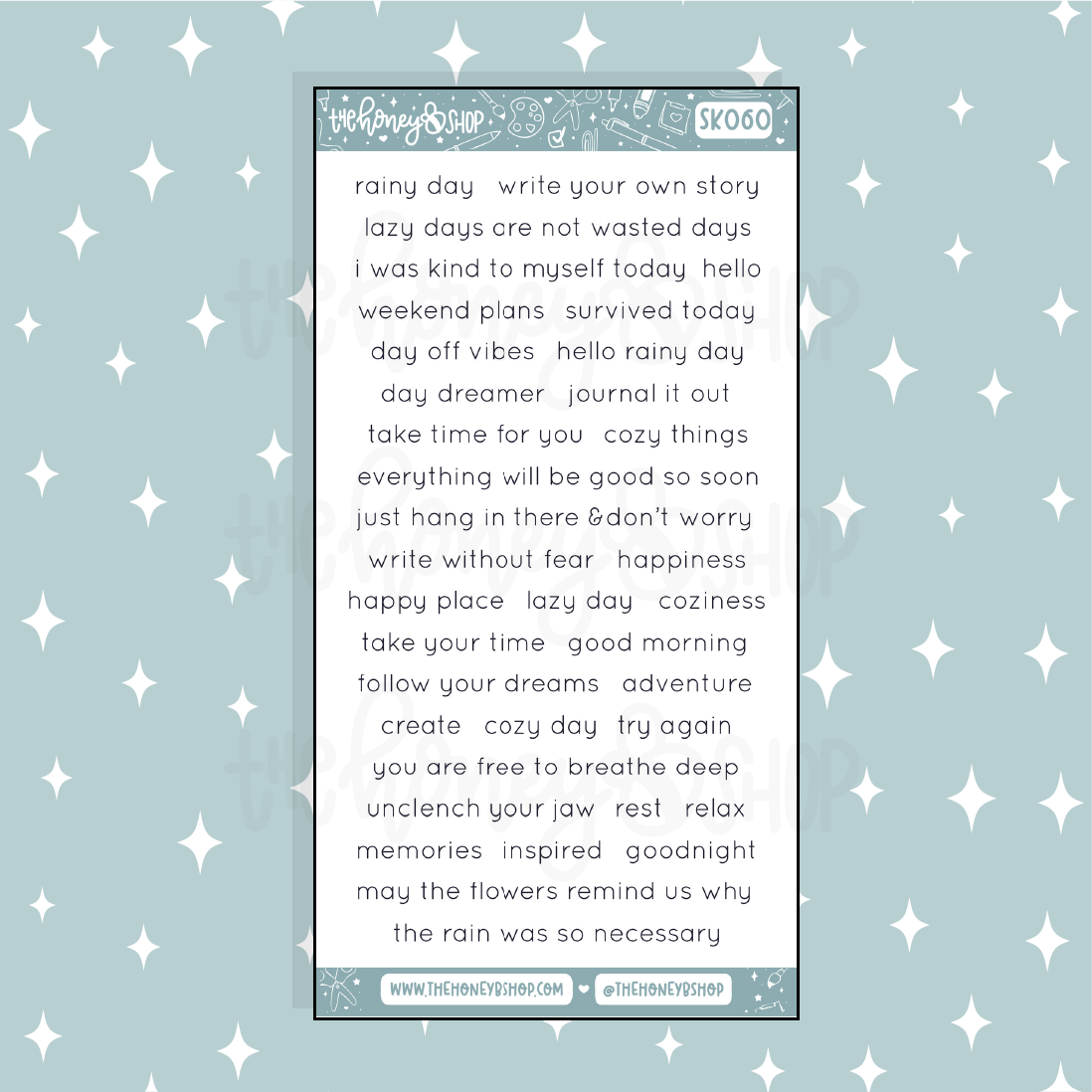 Showers Journaling Lettering Quote Strips Doodle Sticker | A La Carte