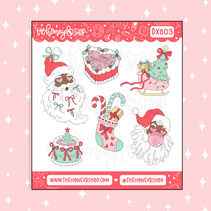 Preppy Christmas Santa Deco Doodle Sticker | Choose Your Skin Tone!