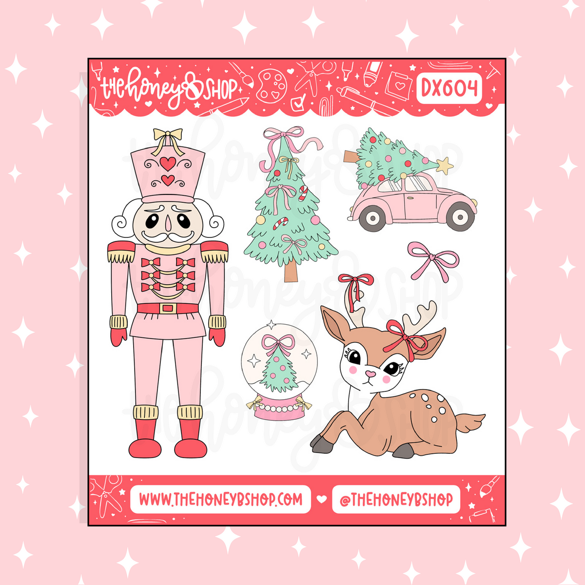 Preppy Christmas Nutcracker Deco Doodle Sticker