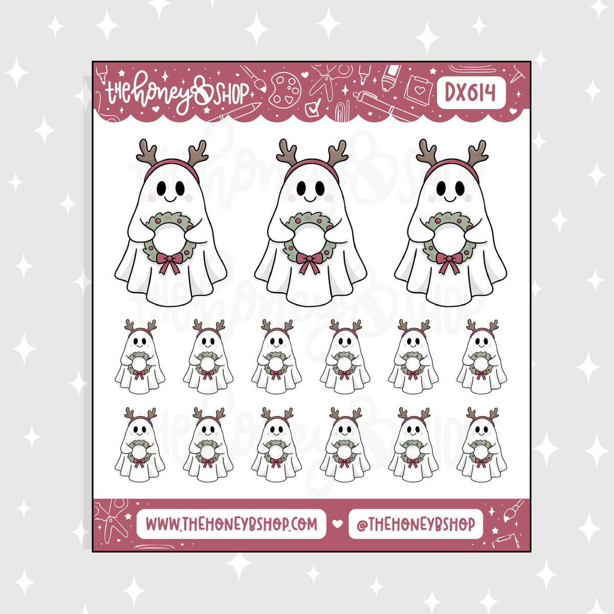Christmas Ghostie Doodle Sticker
