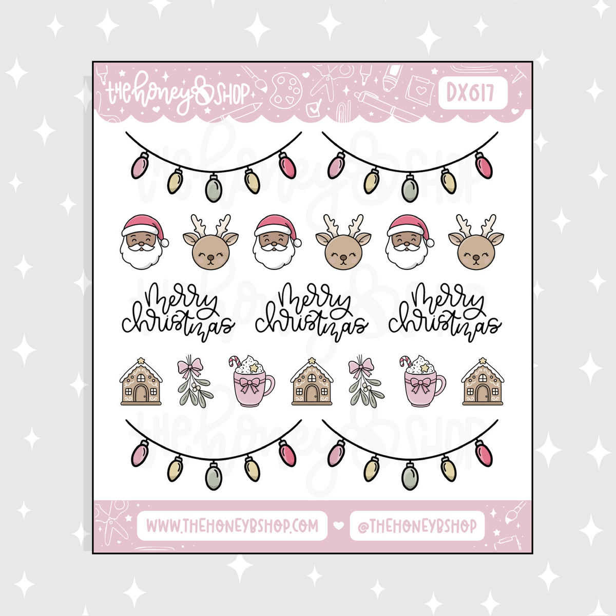 Merry Christmas Deco Icons Doodle Sticker | Choose your Skin Tone!