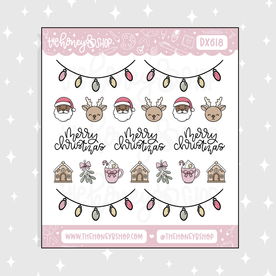 Merry Christmas Deco Icons Doodle Sticker | Choose your Skin Tone!