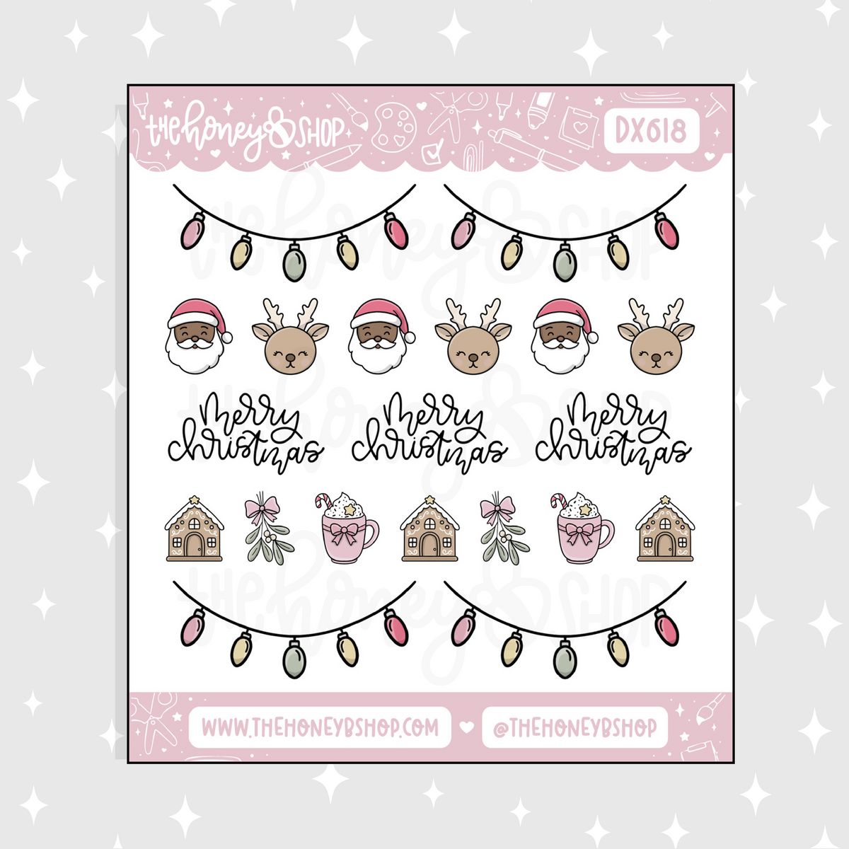 Merry Christmas Deco Icons Doodle Sticker | Choose your Skin Tone!