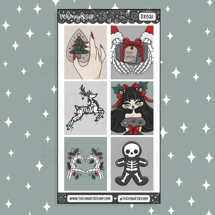 Spooky Christmas Full Boxes Doodle Sticker | Choose your Skin Tone!