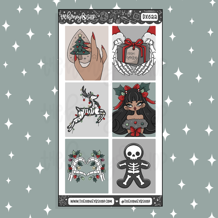 Spooky Christmas Full Boxes Doodle Sticker | Choose your Skin Tone!