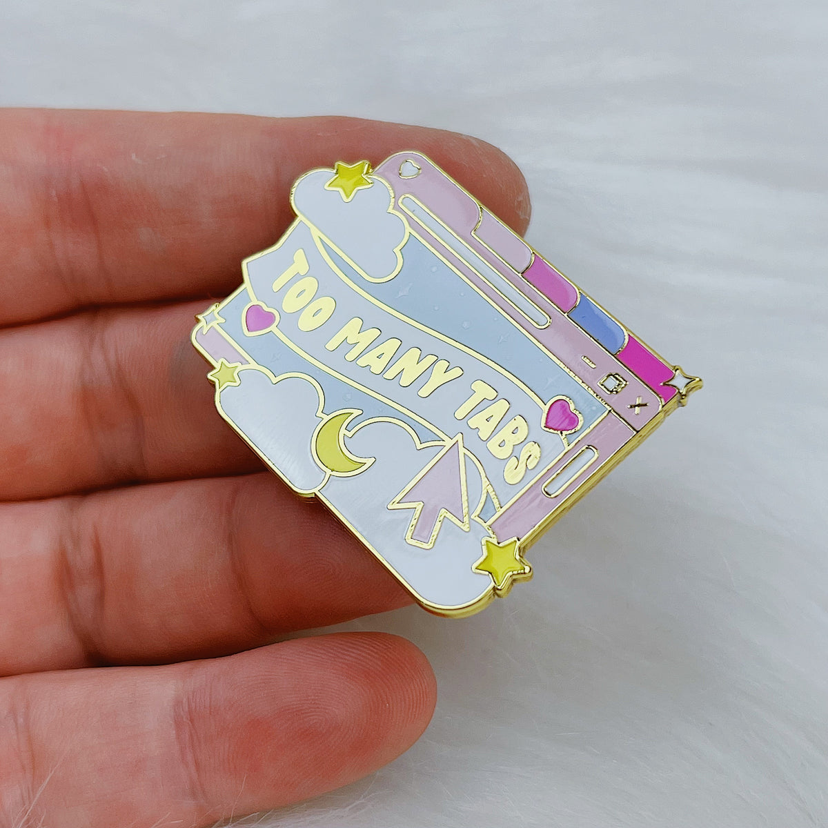 Too Many Tabs Browser Enamel Pin | Gold Plated