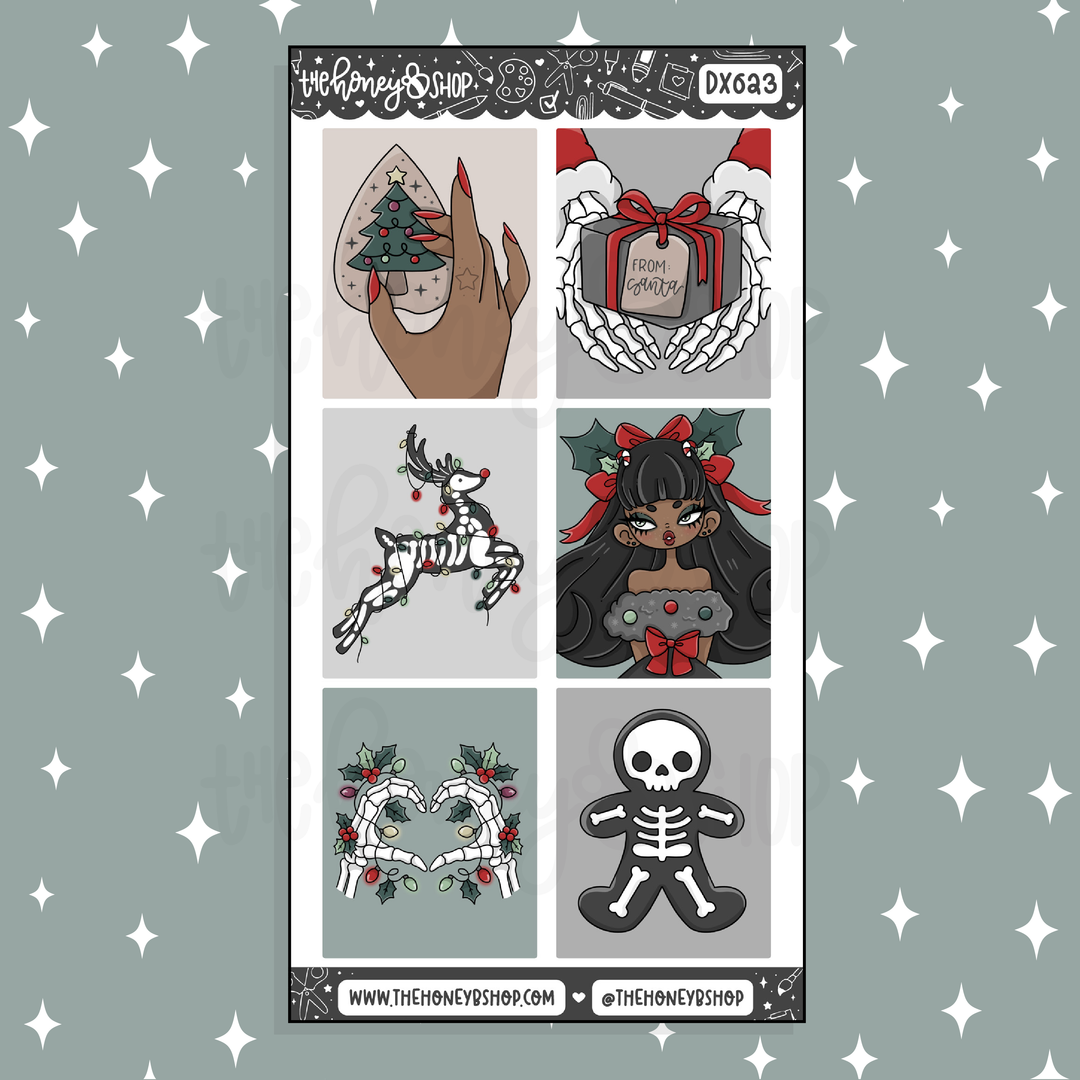 Spooky Christmas Full Boxes Doodle Sticker | Choose your Skin Tone!