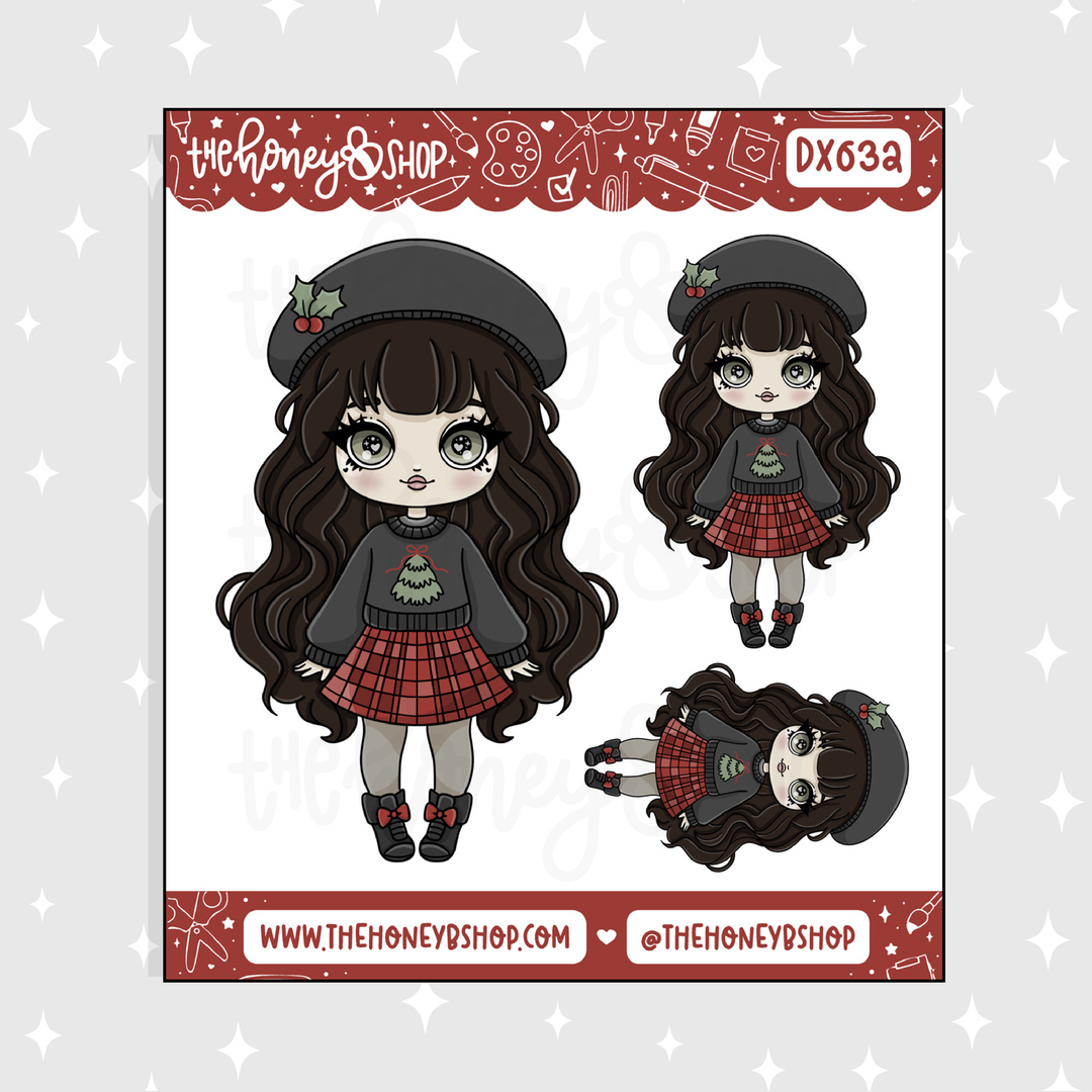 Chibi Christmas Babe Deco Doodle Sticker | Choose your Skin Tone!