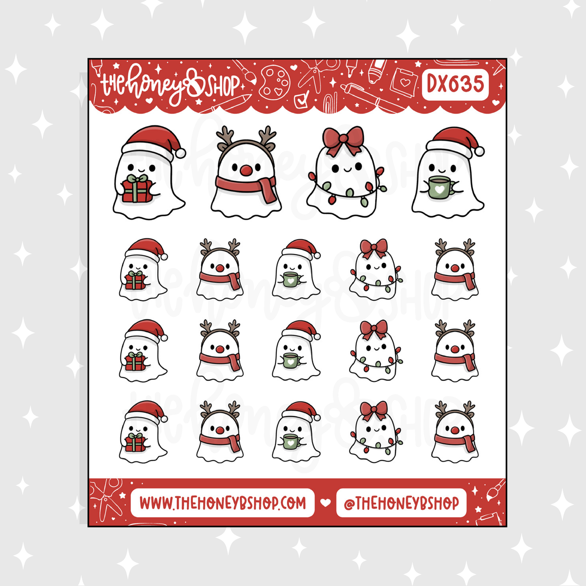 Christmas Ghosties Doodle Sticker