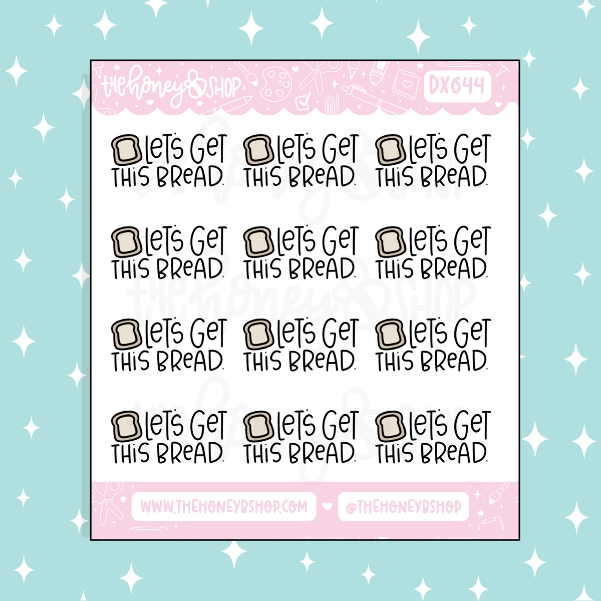 Let's Get This Bread Lettering Doodle Sticker