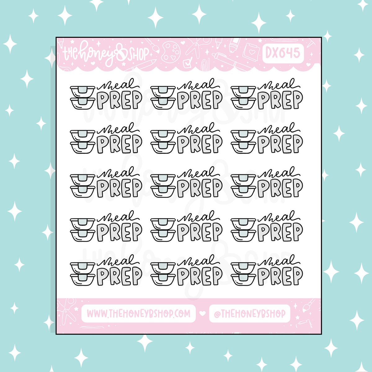 Meal Prep Lettering Doodle Sticker