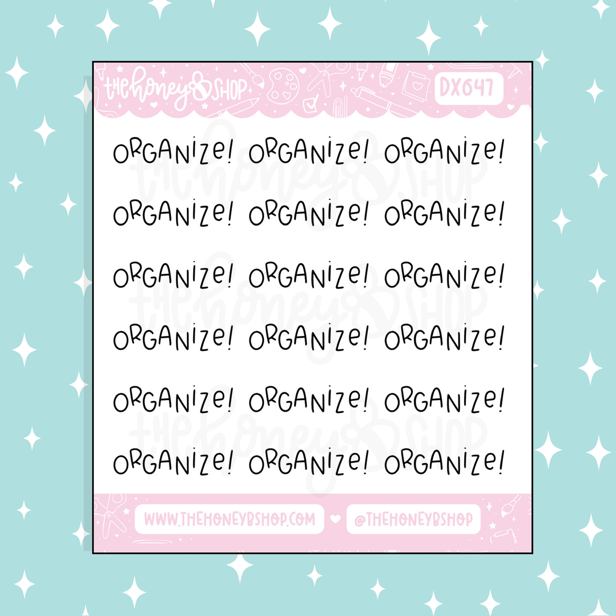 Organize Lettering Doodle Sticker