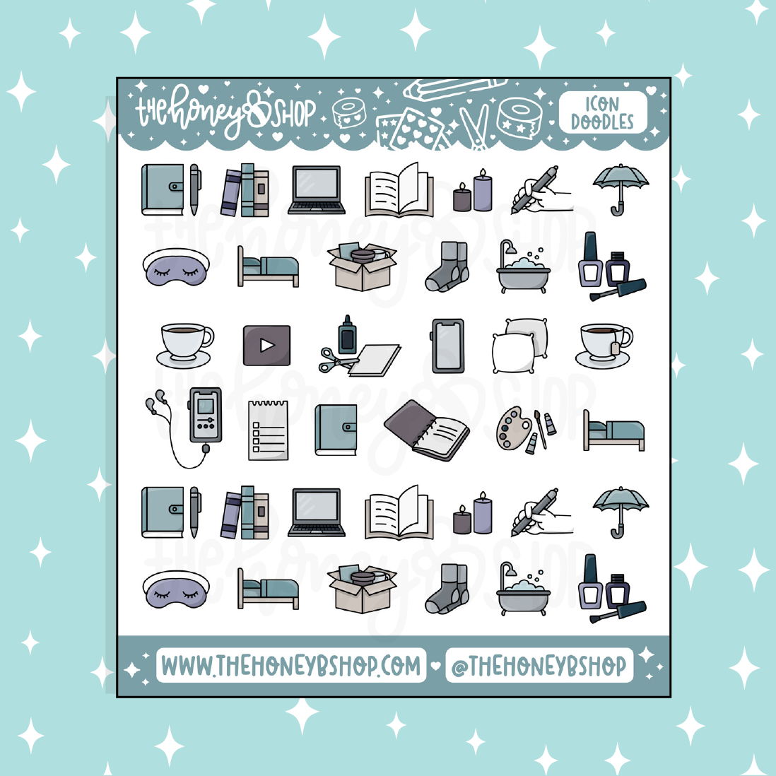 Rainy Day Activity Icons Doodle Sticker