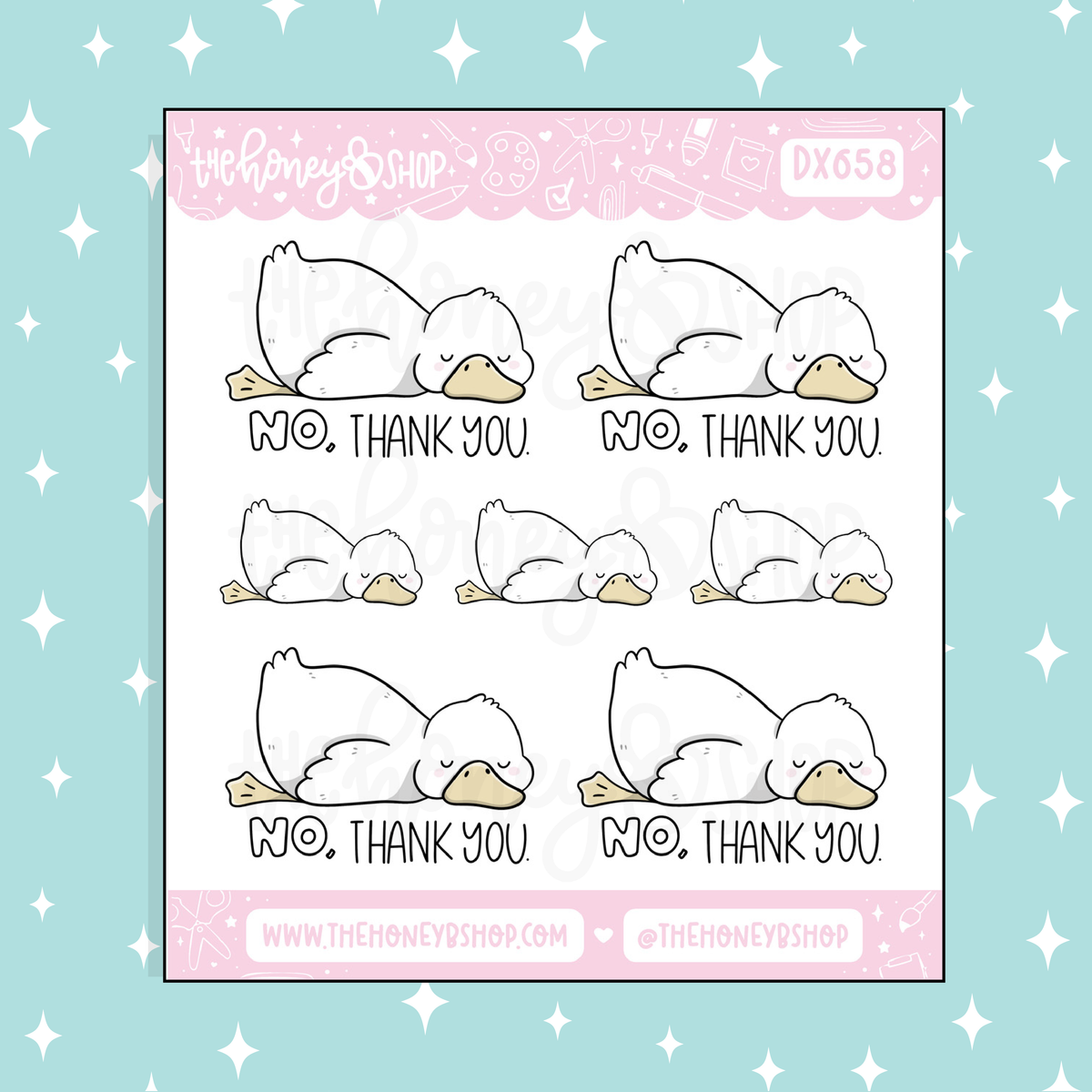 No, Thank You Duck Doodle Sticker
