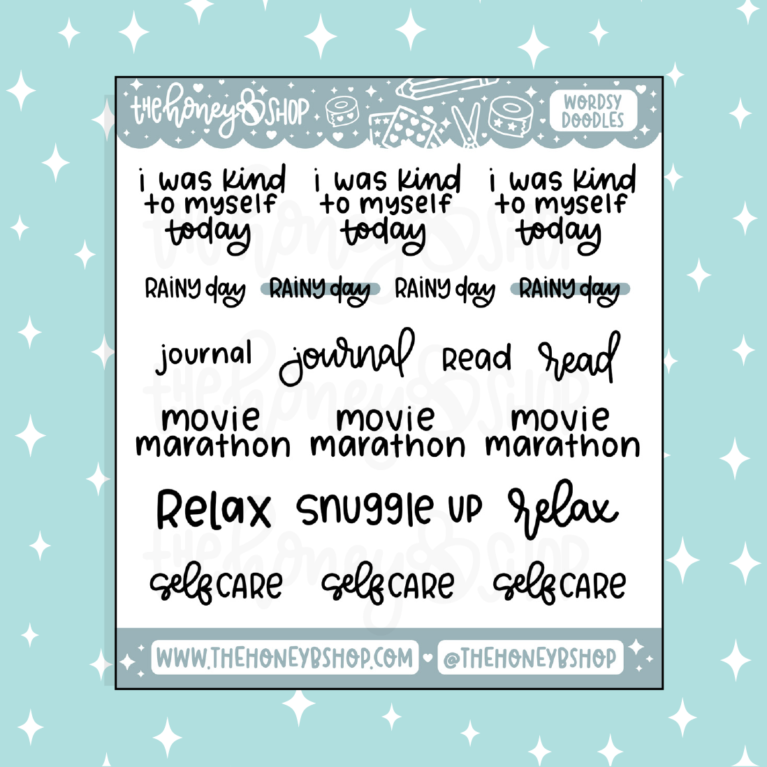 Rainy Day Lettering Doodle Sticker