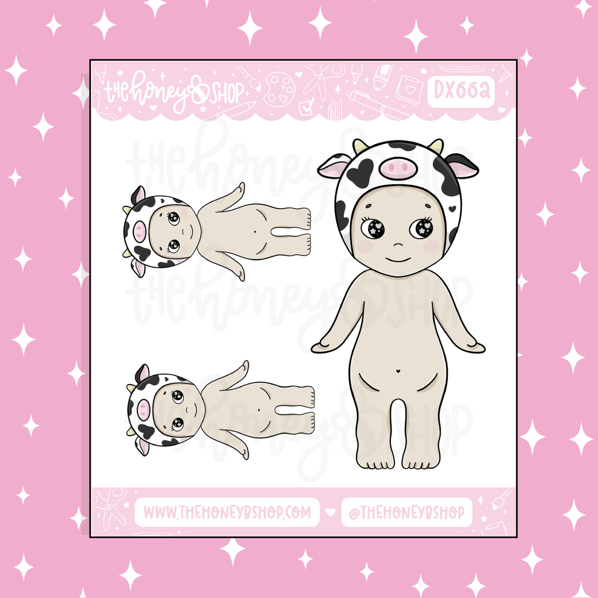 Cow Sunny Angel Deco Doodle Sticker | Choose your Skin Tone!