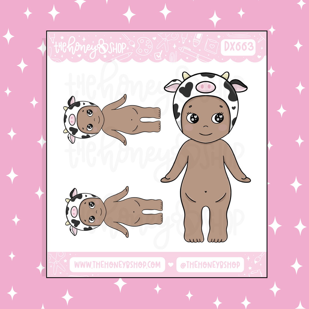 Cow Sunny Angel Deco Doodle Sticker | Choose your Skin Tone!