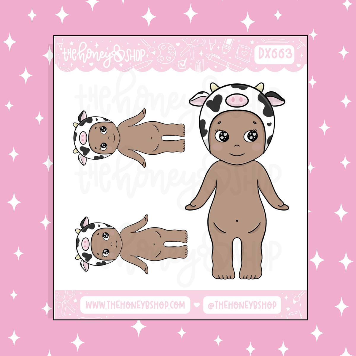 Cow Sunny Angel Deco Doodle Sticker | Choose your Skin Tone!