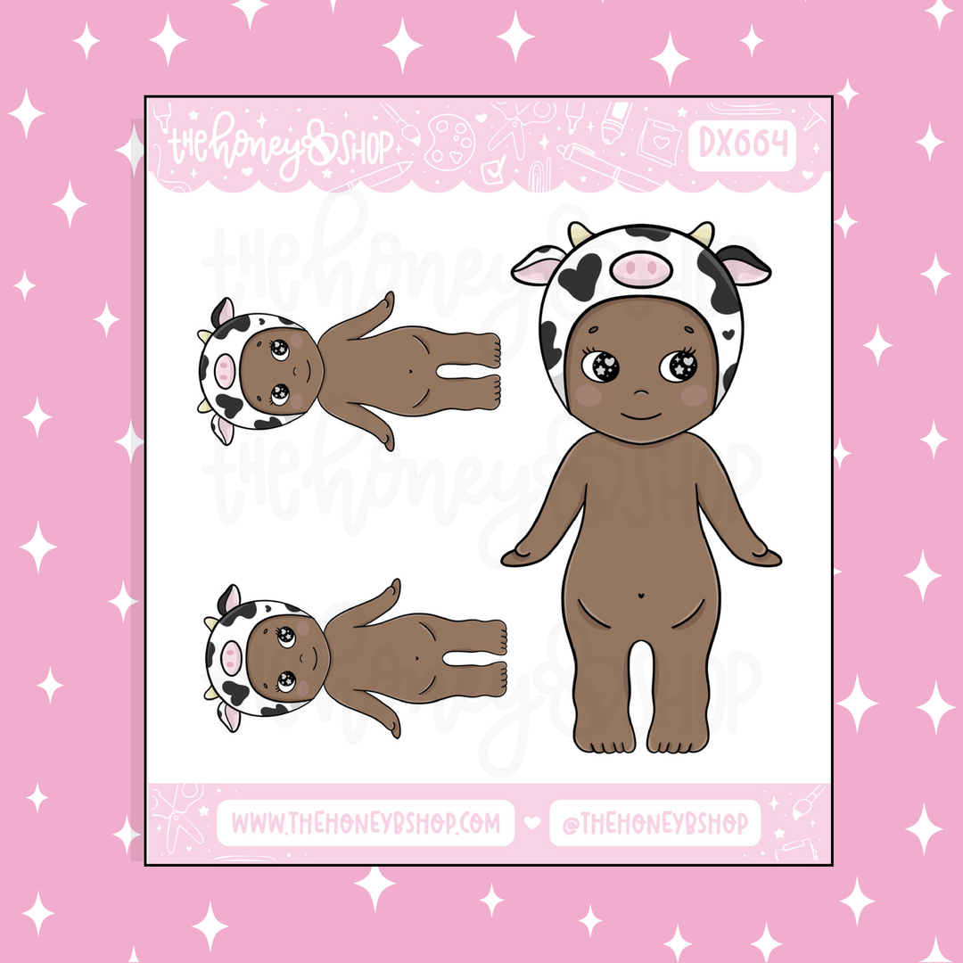 Cow Sunny Angel Deco Doodle Sticker | Choose your Skin Tone!