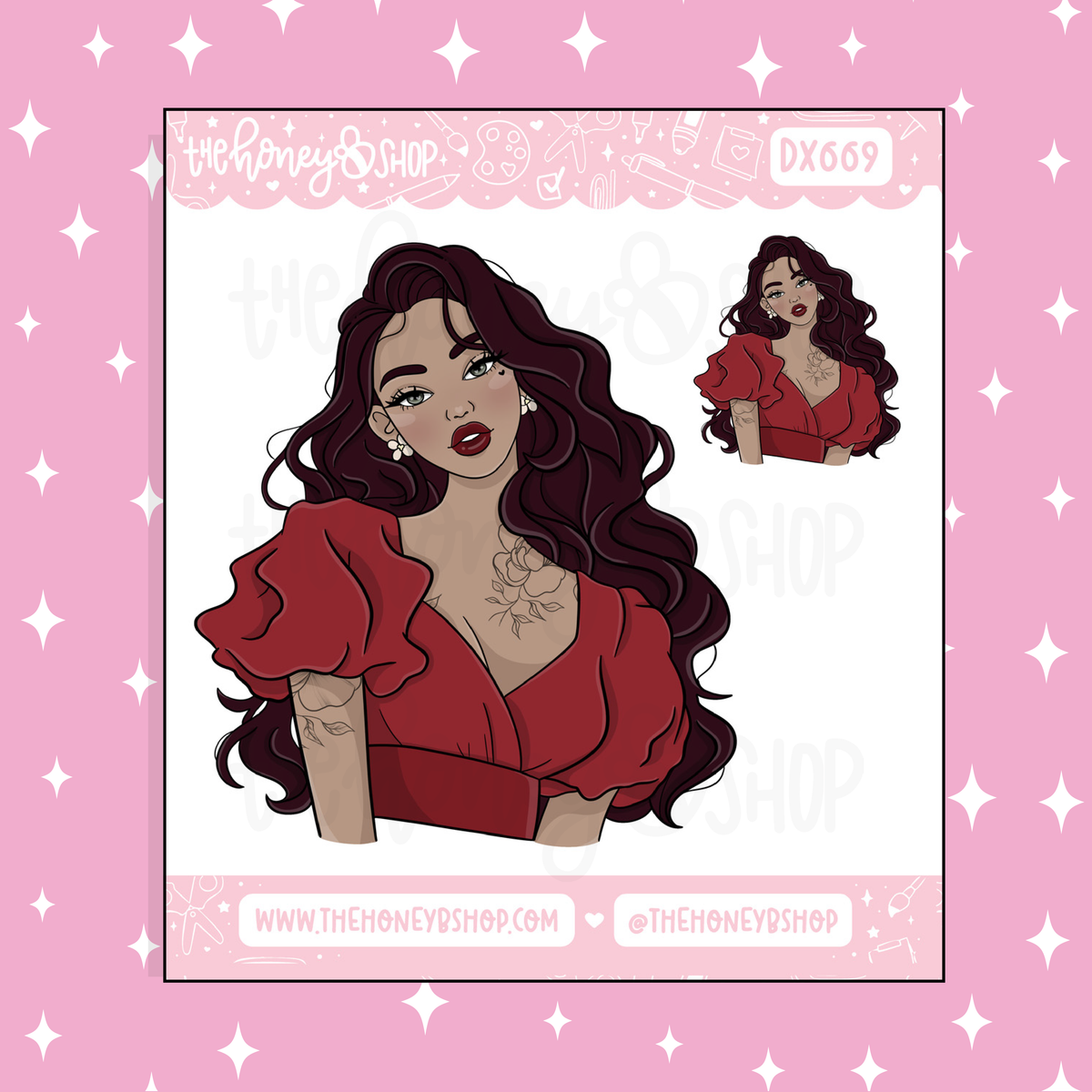Lovely Babe Deco Doodle Sticker | Choose your Skin Tone! | January Patreon