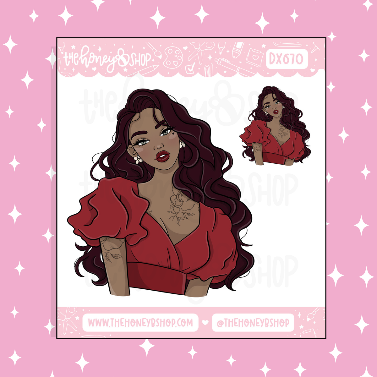 Lovely Babe Deco Doodle Sticker | Choose your Skin Tone! | January Patreon