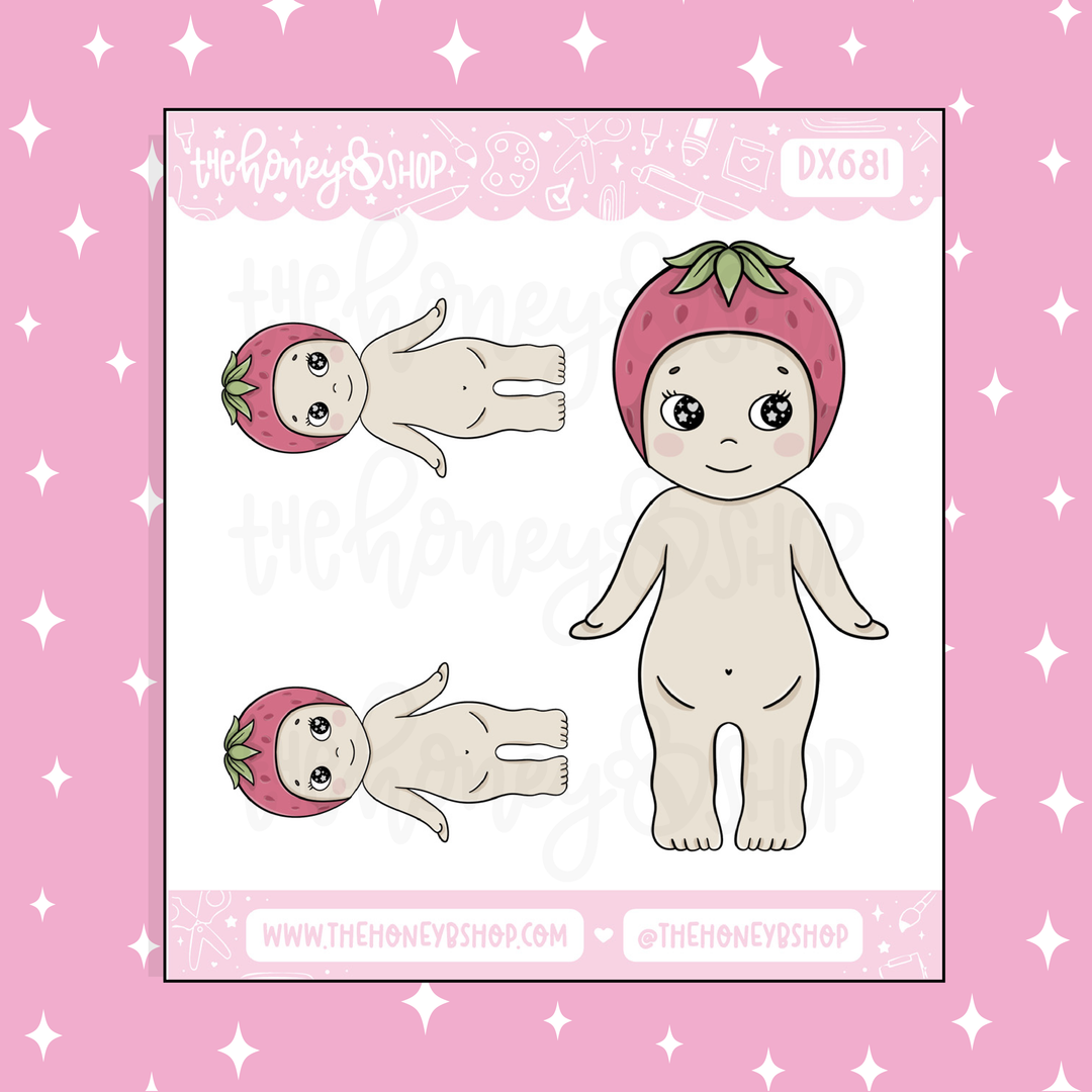 Strawberry Sunny Angel Deco Doodle Sticker | Choose your Skin Tone!