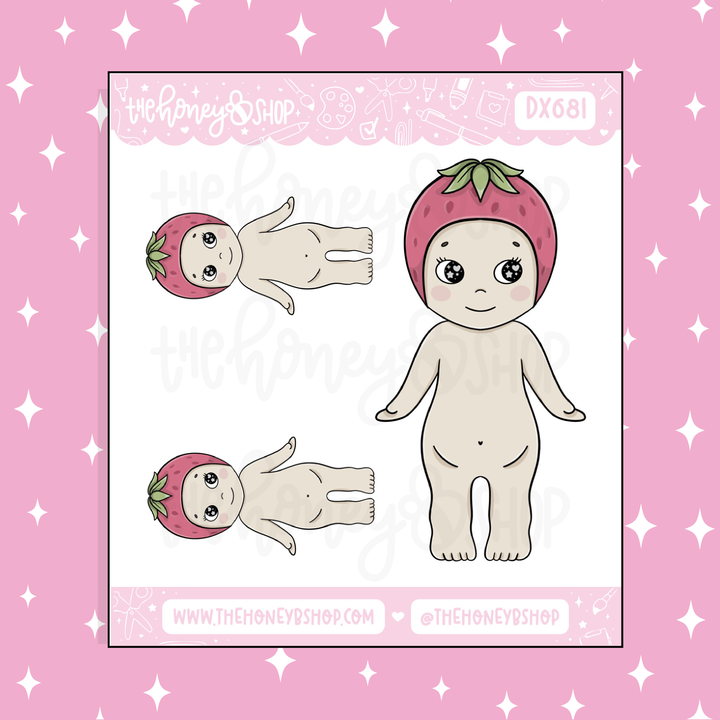 Strawberry Sunny Angel Deco Doodle Sticker | Choose your Skin Tone!