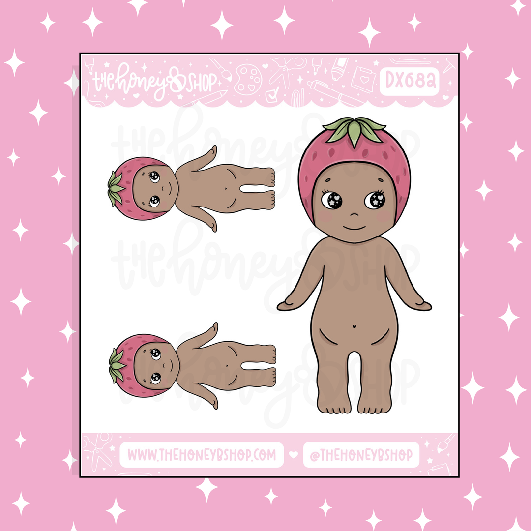 Strawberry Sunny Angel Deco Doodle Sticker | Choose your Skin Tone!