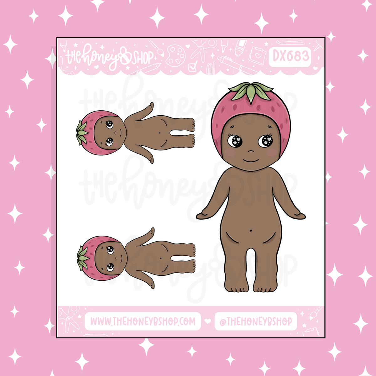 Strawberry Sunny Angel Deco Doodle Sticker | Choose your Skin Tone!