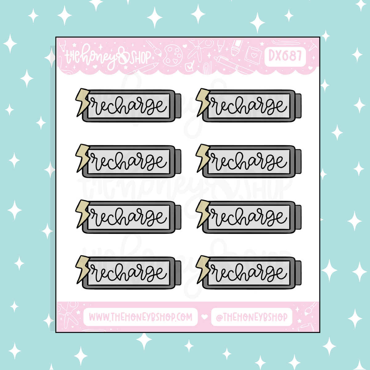 Recharge Battery Doodle Sticker