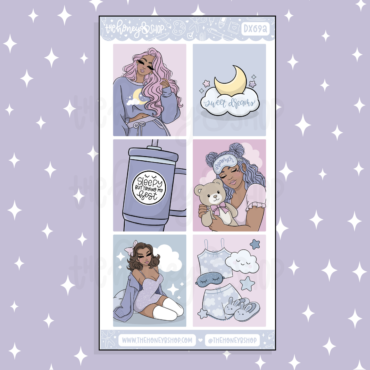 Sleepy Daze Full Boxes Doodle Sticker | Choose your Skin Tone! | February Patreon