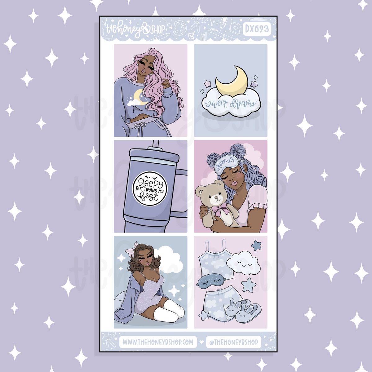 Sleepy Daze Full Boxes Doodle Sticker | Choose your Skin Tone! | February Patreon