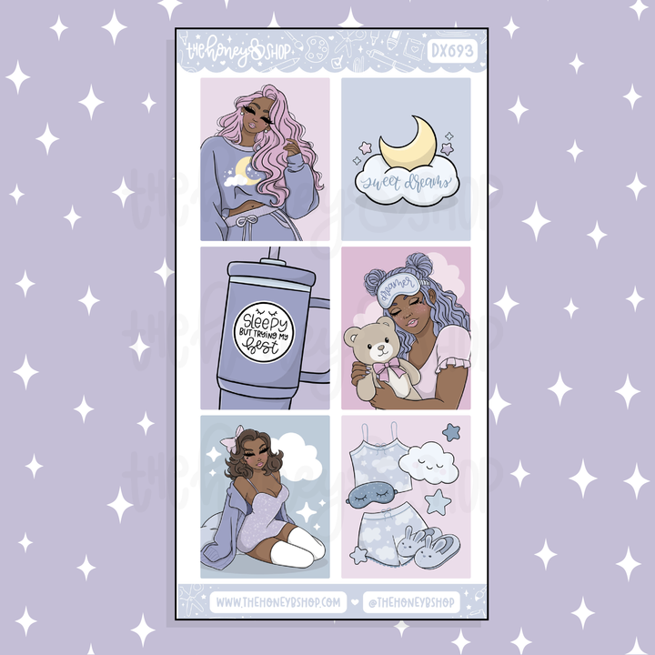 Sleepy Daze Full Boxes Doodle Sticker | Choose your Skin Tone! | February Patreon