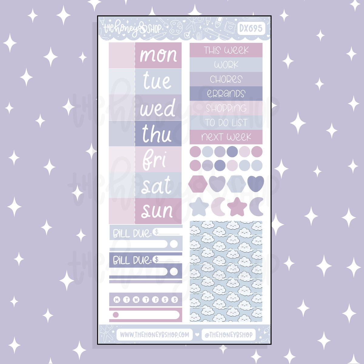 Sleepy Daze Functional + Date Headers Doodle Sticker | February Patreon