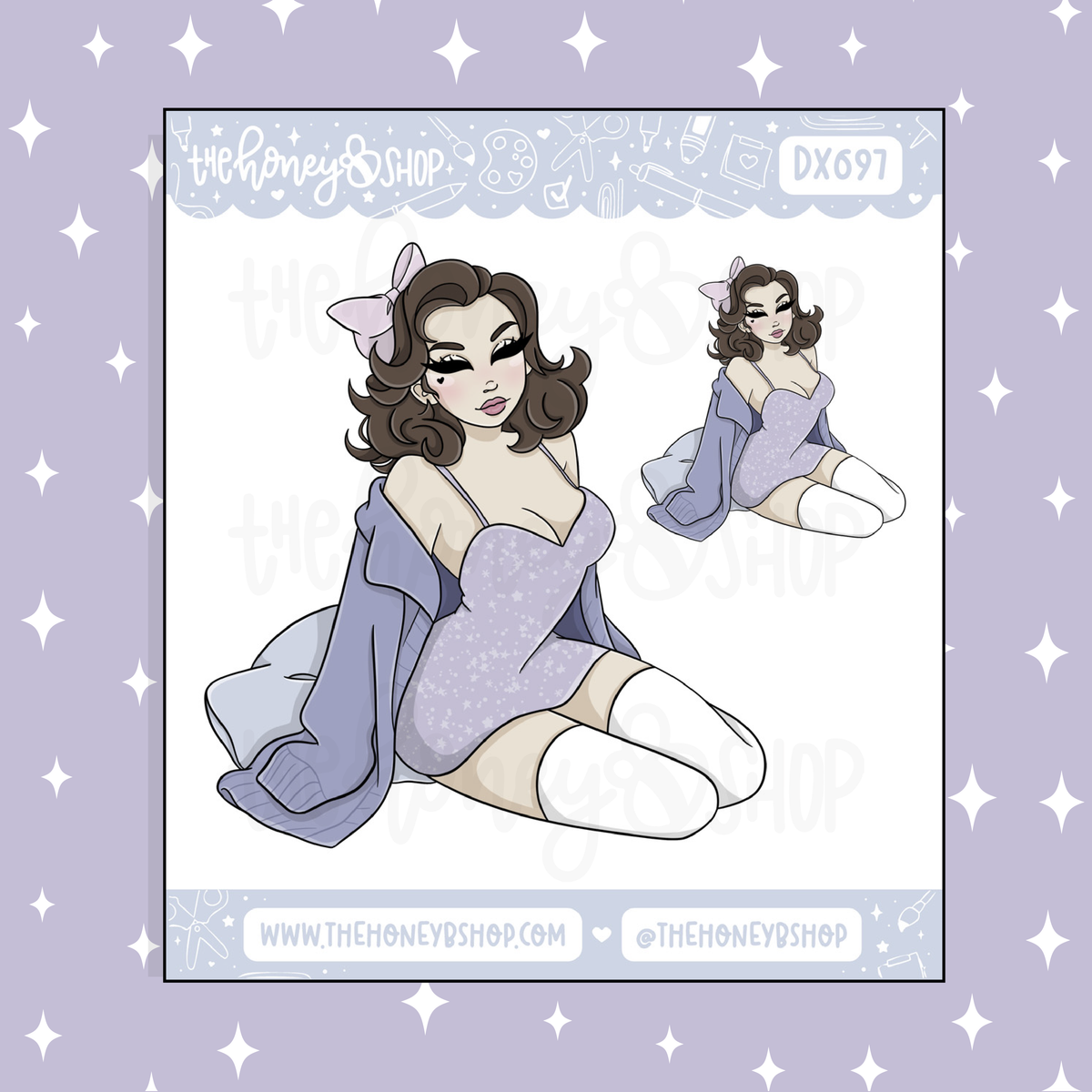 Sleepy Babe Deco Doodle Sticker | Choose your Skin Tone! | February Patreon