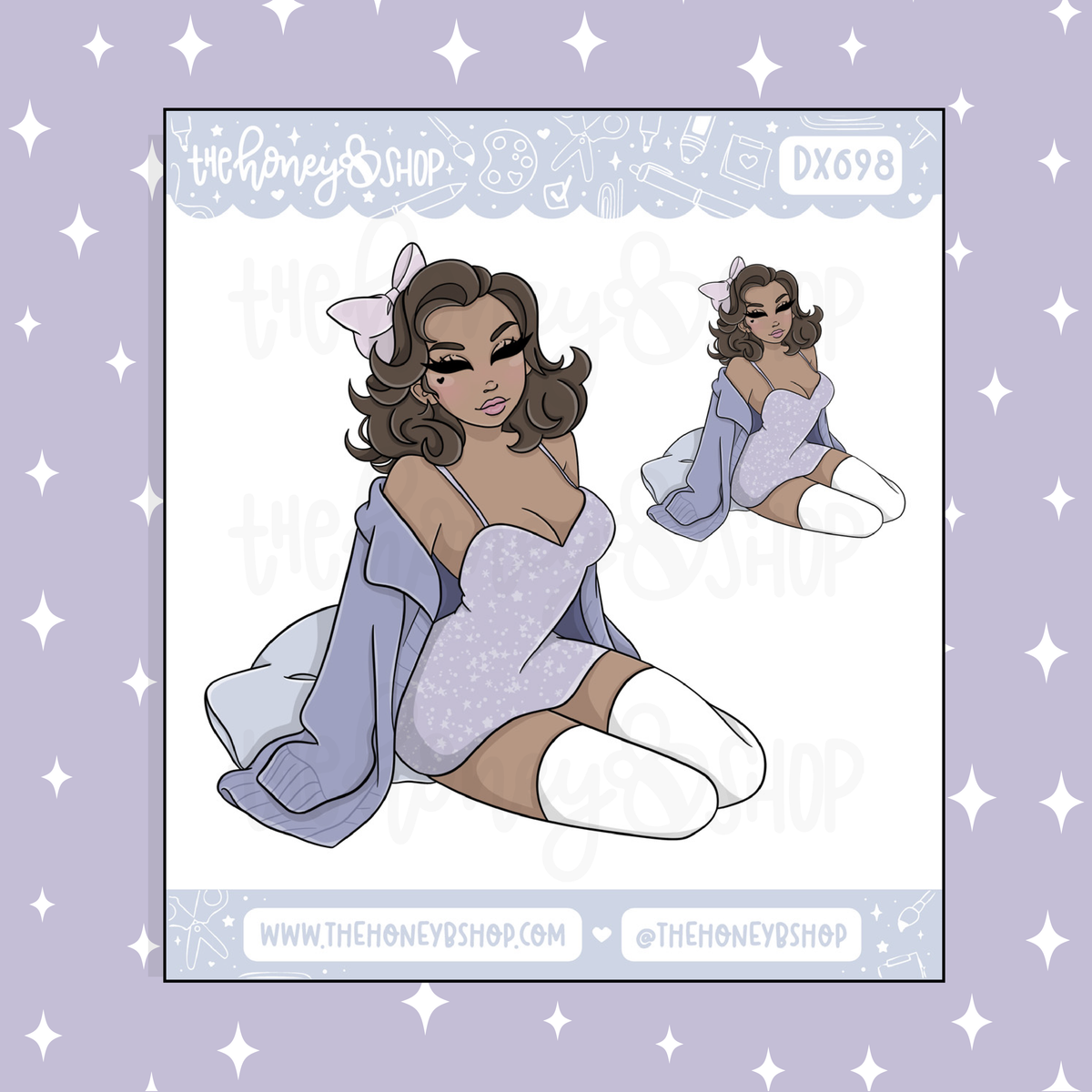 Sleepy Babe Deco Doodle Sticker | Choose your Skin Tone! | February Patreon
