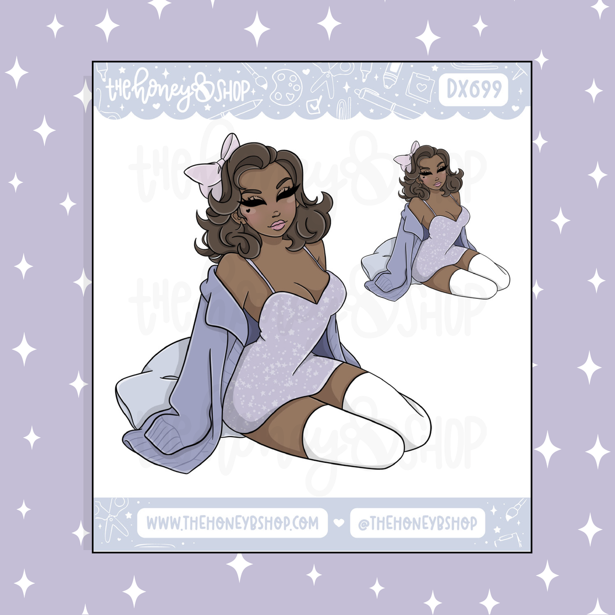 Sleepy Babe Deco Doodle Sticker | Choose your Skin Tone! | February Patreon