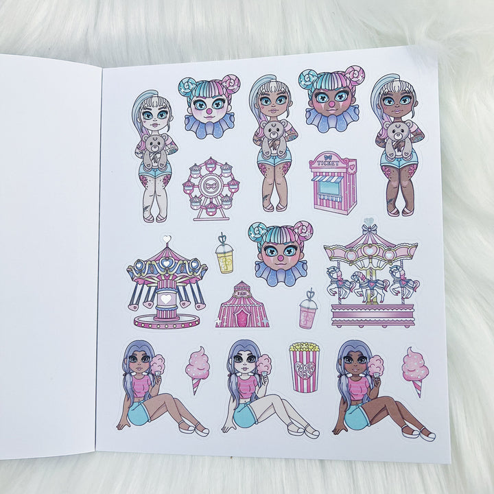 Carnival Cutie Sticker Book | Matte Sticker Paper | 10 Pages | Holographic Foiled