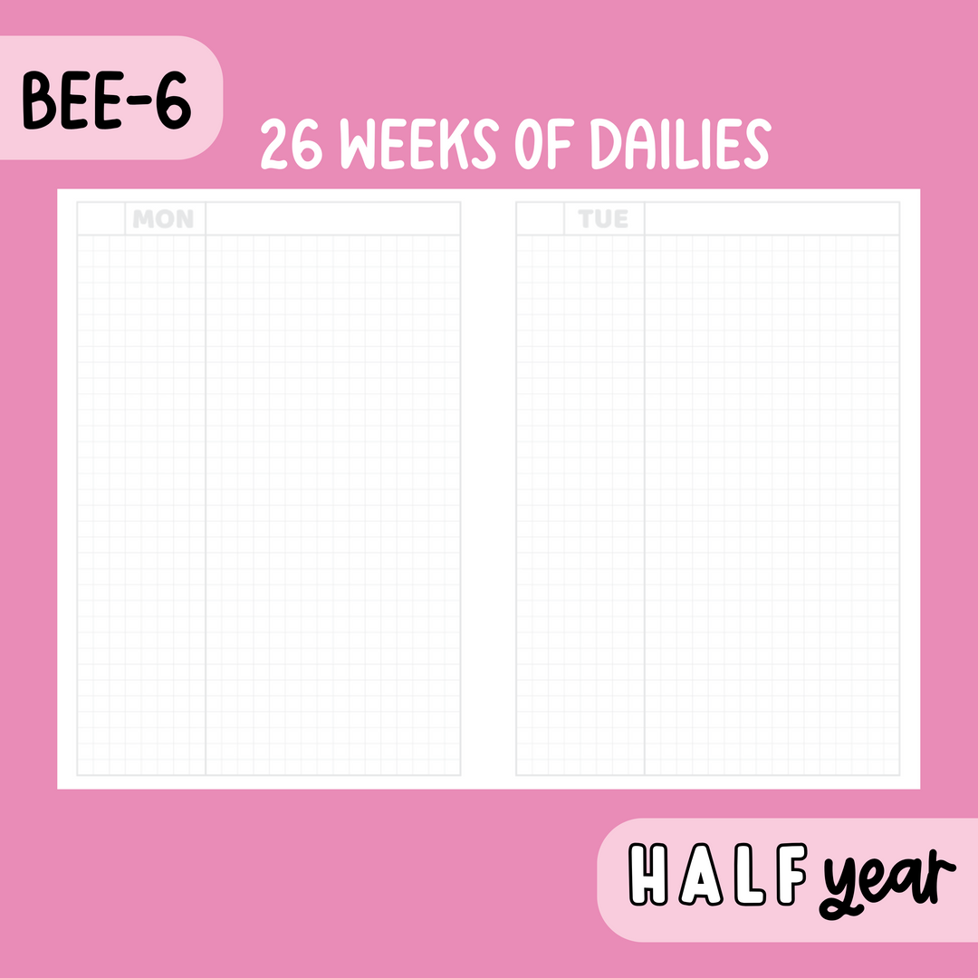 Half Year BEE-6 THBS Planner | Tomoe River Paper | Undated Monthly, Weekly, + Daily Planner