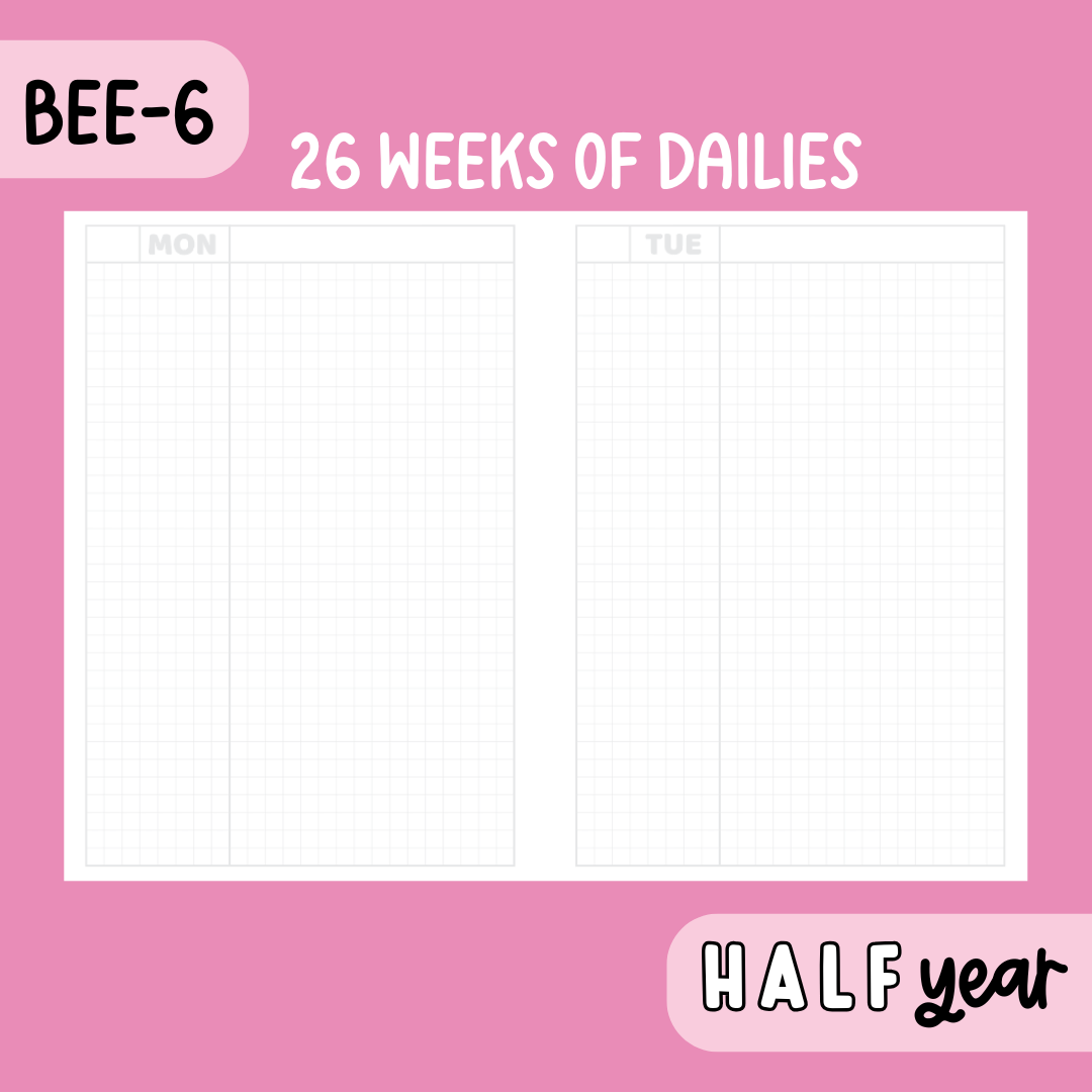 Half Year BEE-6 THBS Planner | Undated Monthly, Weekly, + Daily Planner | 100GSM Paper