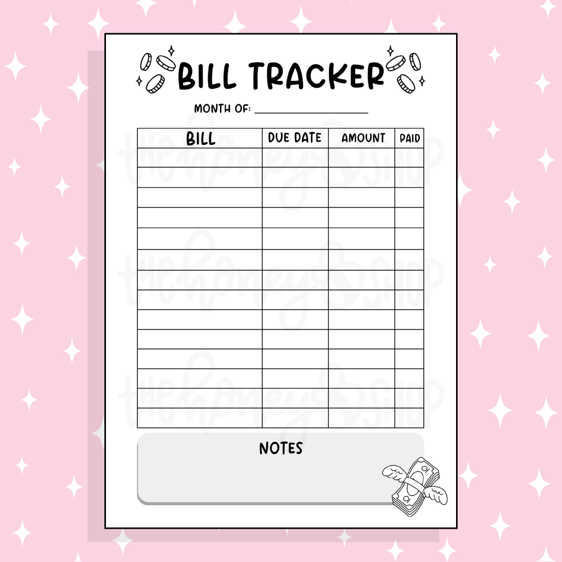 Etiqueta engomada de página completa de Bill Tracker Bee-6 | B6 Tamaño 5x7 | ¡Elija su opción de color!
