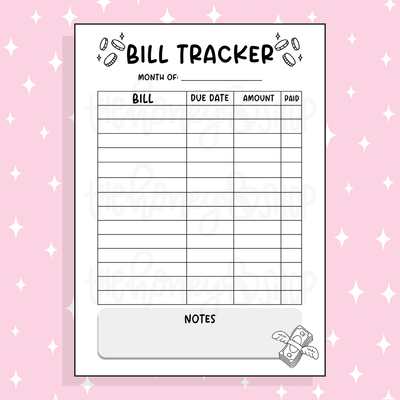 Bill Tracker Bee-6 Full Page Sticker | B6 Size 5x7 | Choose Your Color Option!