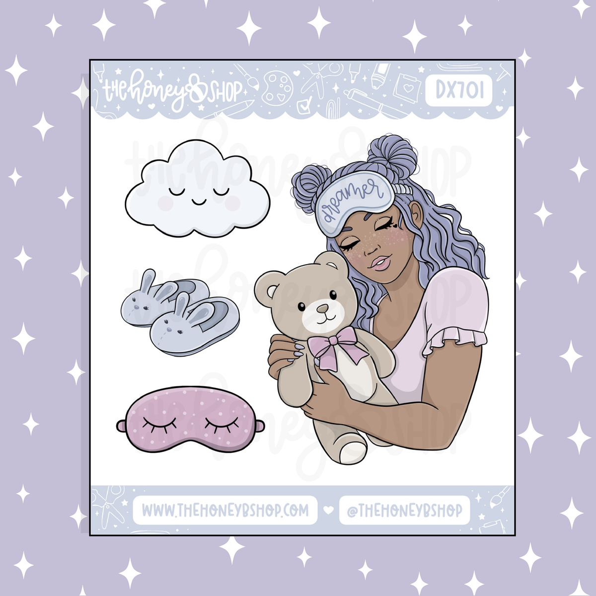 Sleepy Daze Babe Deco Doodle Sticker | Choose your Skin Tone! | February Patreon