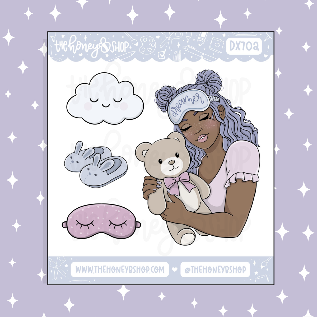 Sleepy Daze Babe Deco Doodle Sticker | Choose your Skin Tone! | February Patreon