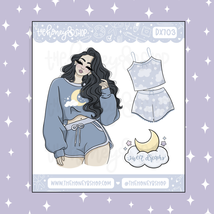 Sleepy Daze Sleepover Babe Deco Doodle Sticker | Choose your Skin Tone! | February Patreon