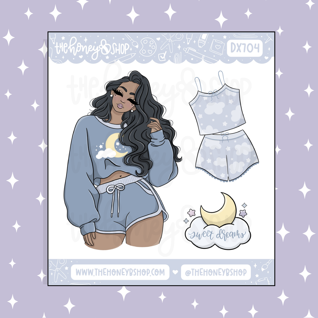 Sleepy Daze Sleepover Babe Deco Doodle Sticker | Choose your Skin Tone! | February Patreon